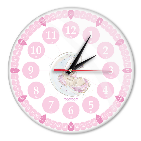 Wall Clock Glossy Education 002 Babaco Pink