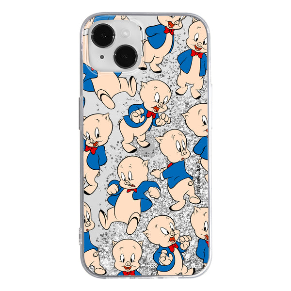 Phone Case Porky Pig 001 Looney Tunes Liquid Glitter Silver