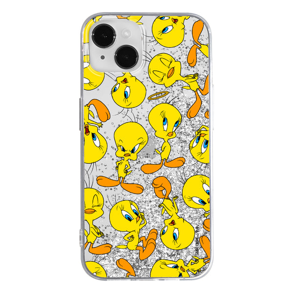 Phone Case Tweety 010 Looney Tunes Liquid Glitter Silver