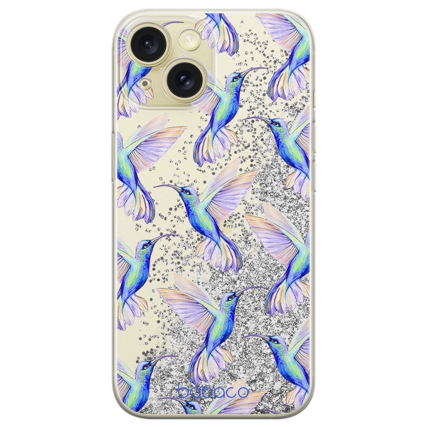 Phone Case Hummingbird 002 Babaco Liquid Glitter Silver