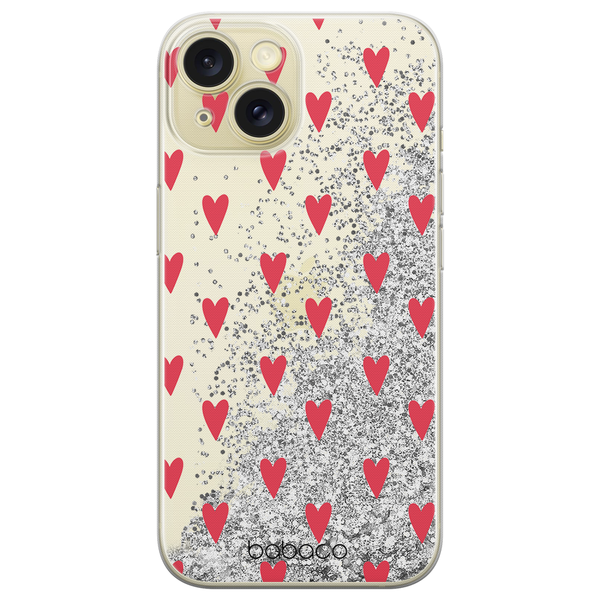 Phone Case Hearts 004 Babaco Liquid Glitter Silver