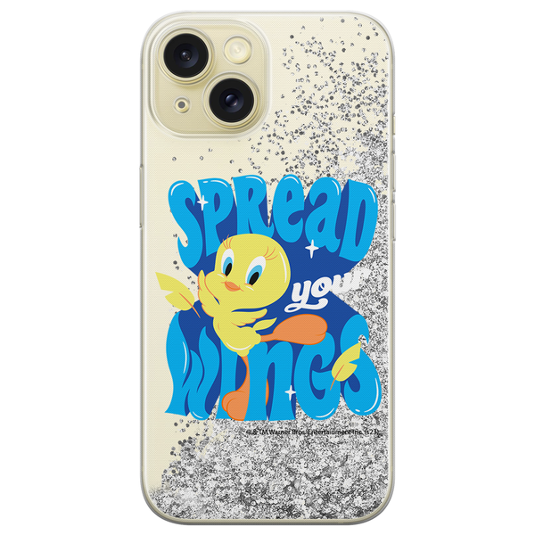 Phone Case Tweety 014 Looney Tunes Liquid Glitter Silver