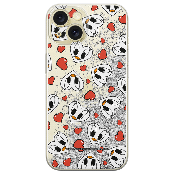 Phone Case Tweety 018 Looney Tunes Liquid Glitter Silver