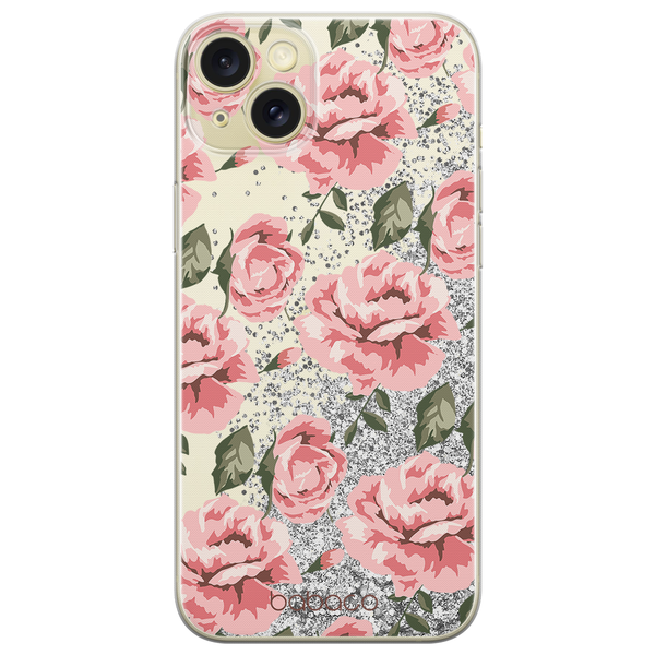 Phone Case Flowers 013 Babaco Liquid Glitter Silver