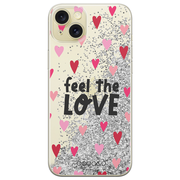 Phone Case Feel the love 001 Babaco Liquid Glitter Silver