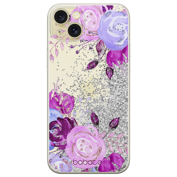 Phone Case Flowers 005 Babaco Liquid Glitter Silver