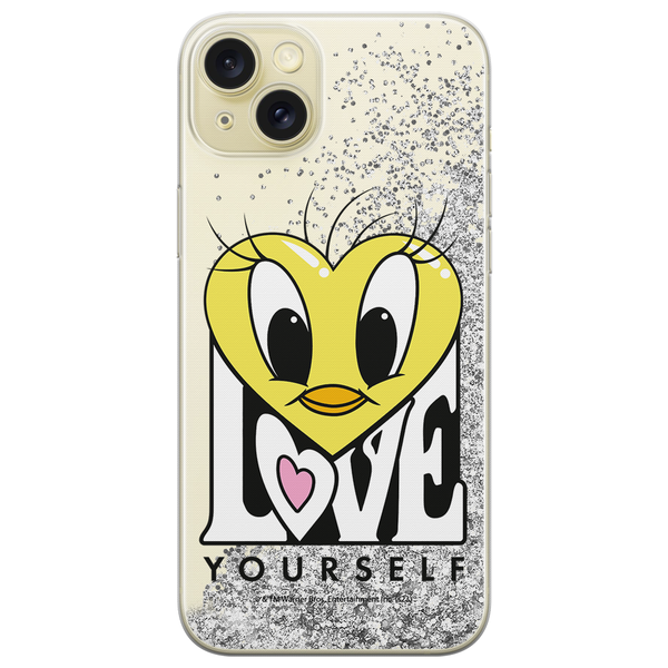 Phone Case Tweety 015 Looney Tunes Liquid Glitter Silver