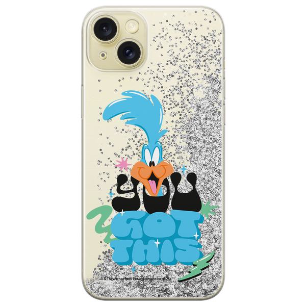 Phone Case Road Runner 003 Looney Tunes Liquid Glitter Silver