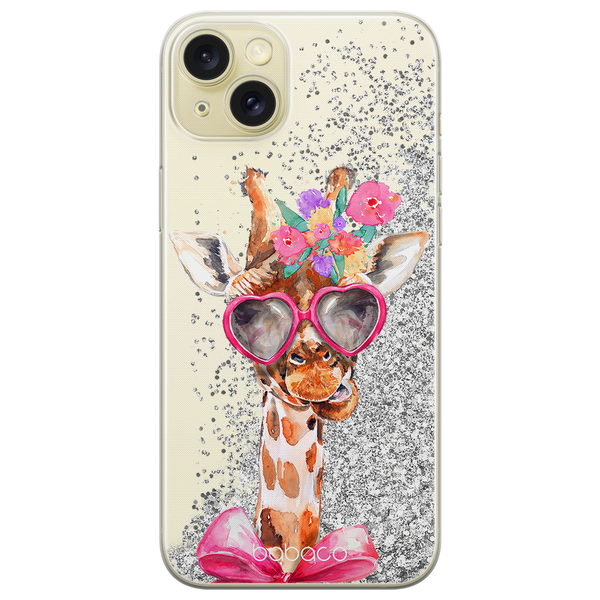 Phone Case Giraffe 002 Babaco Liquid Glitter Silver