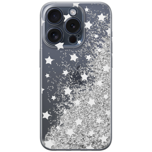 Phone Case Stars 001 Babaco Liquid Glitter Silver