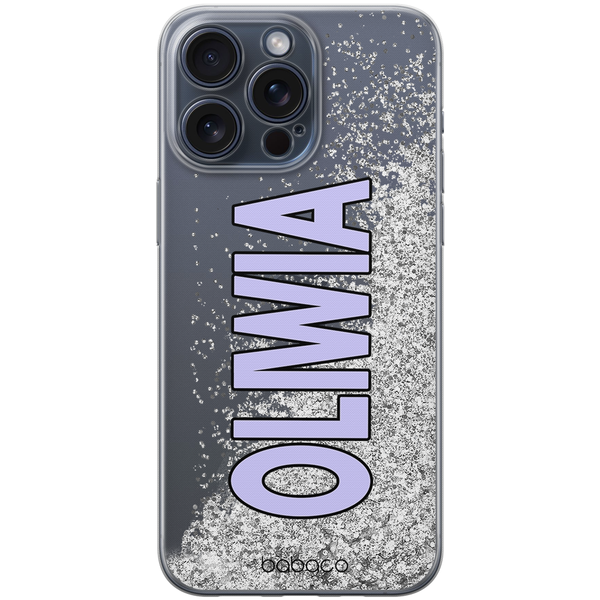 Phone Case Personalised Monogram 012 Babaco Liquid Glitter Silver