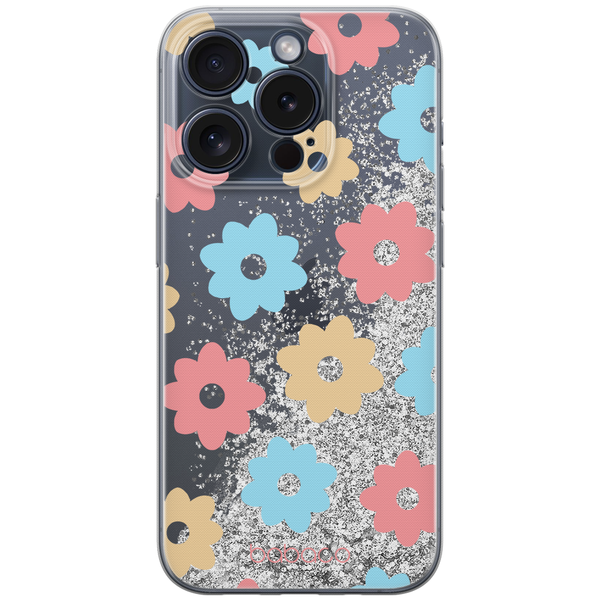 Phone Case Flowers 011 Babaco Liquid Glitter Silver