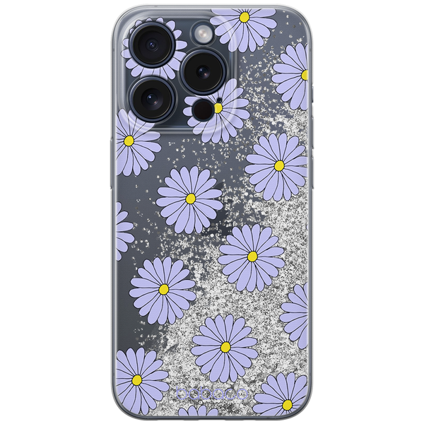 Phone Case Flowers 021 Babaco Liquid Glitter Silver