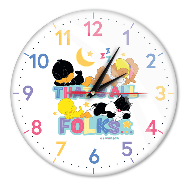 Wall Clock Glossy Looney Tunes 015 Looney Tunes White