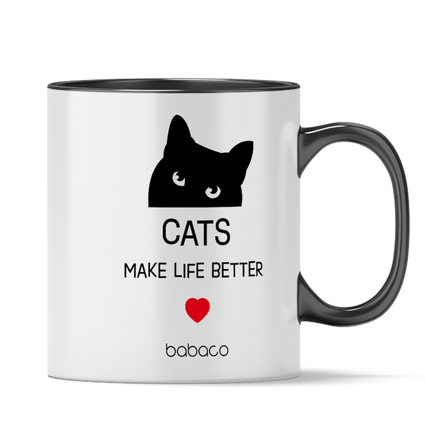 Mug Cats 020 Cats make life better Babaco Black